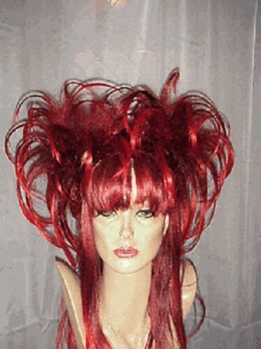 sin city wigs drag queen long straight layers flipped teased sexy hot red vixen ebay