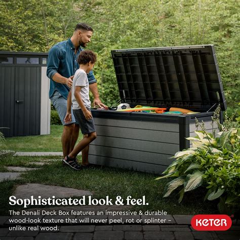 Patio Lawn And Garden Deck Boxes Keter Greyblack Denali 150 Gal All