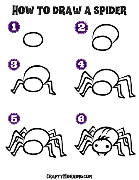 Easy Spider Drawing Step By Step Printable Fkakidstv