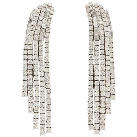 Diamond Dangle Chandelier Front Back Earrings For Sale At 1stDibs