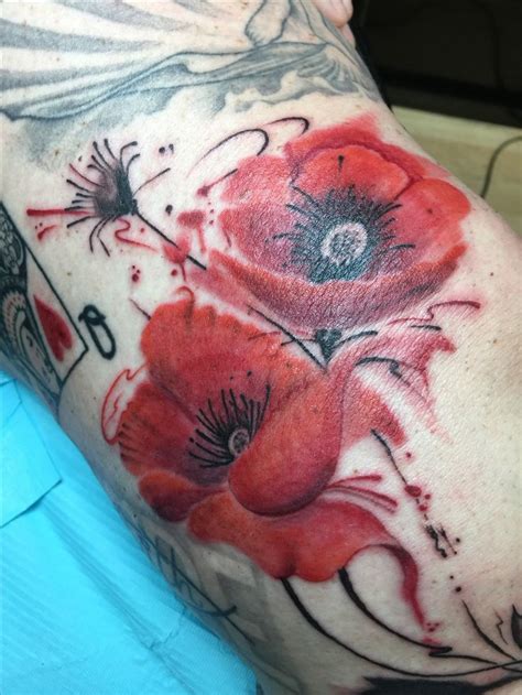 My New Watercolor Poppy Tattoo By Dene Oliver At Pacific Sangha Tattoo