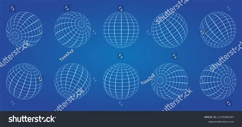 White Globe Grid Sphere Set On Stock Vector Royalty Free 2170280597