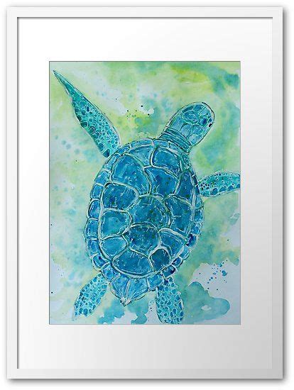 Blue Sea Turtle Framed Art Print Zeichenbloq Sea Turtle Wall Art