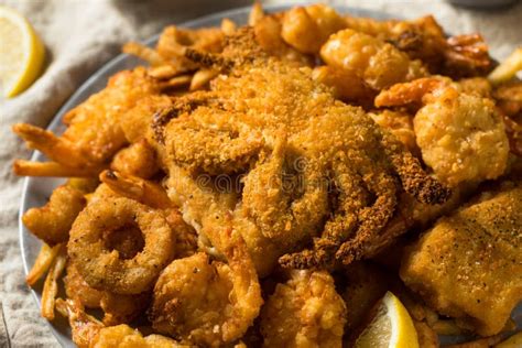 Homemade Deep Fried Seafood Platter Stock Image Image Of Crispy Cuisine