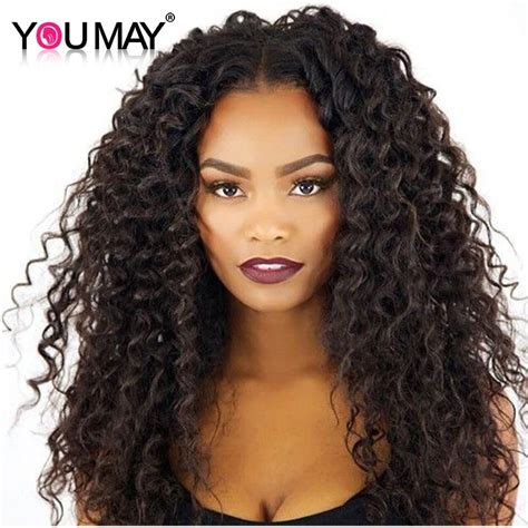 Kinky Curly Lace Front Human Hair Wigs Brazilian Virgin Hair 250 Density Front Lace Wigs With