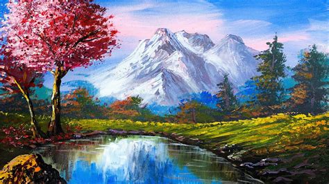 Mountain And Lake Painting Beautiful Acrylic Landscape Paintings