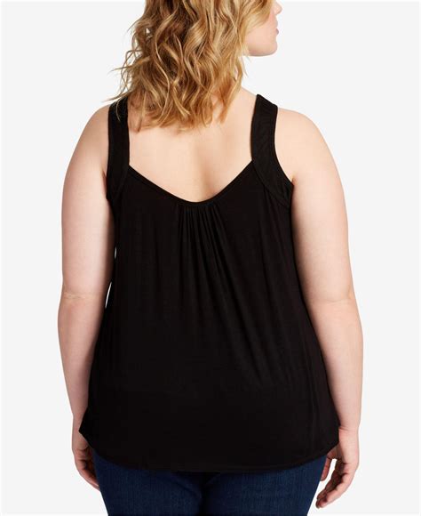 Jessica Simpson Synthetic Plus Size Strappy Front Tank Top In Black Lyst