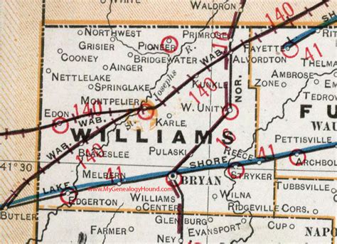 Williams County Ohio 1901 Map Bryan Oh