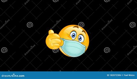 Thumb Up Emoji Emoticon With Medical Mask Animation Stock Footage