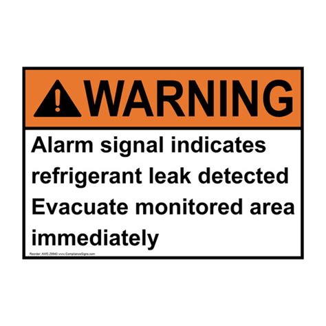 Warning Sign Alarm Signal Indicates Refrigerant Leak Ansi Electrical