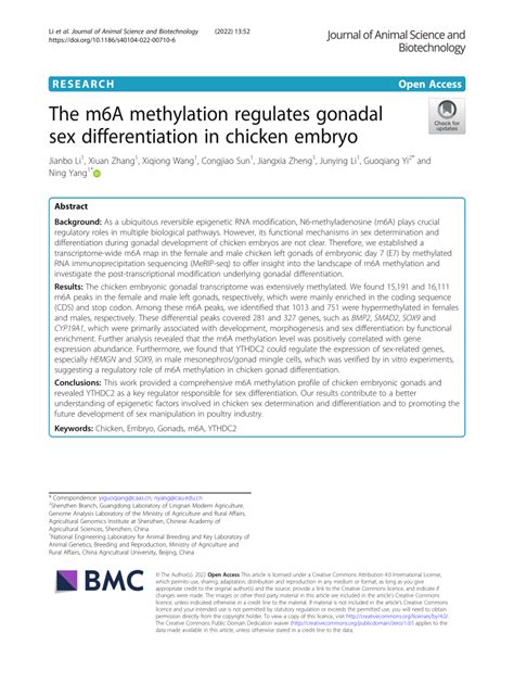 Pdf The M6a Methylation Regulates Gonadal Sex Differentiation In