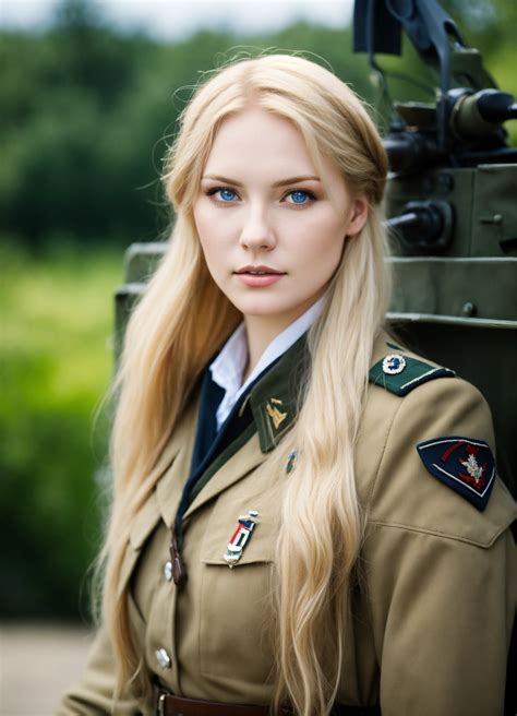 Lexica Beautiful Woman With Long Blond Hair Blue Eyes Pale Skin Wearing A World War Two