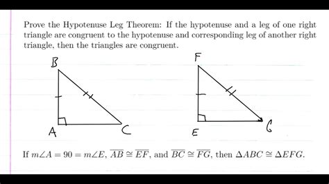 Proving The Hypotenuse Leg Theorem Youtube