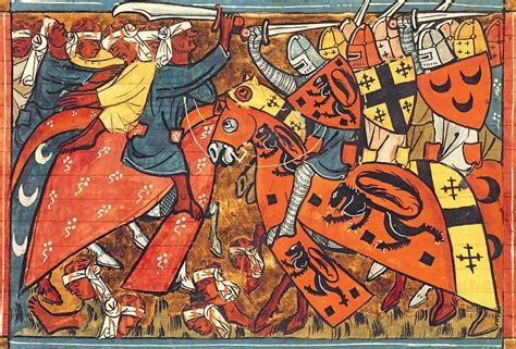 Battle Between Crusaders And Muslims By French School Crusades