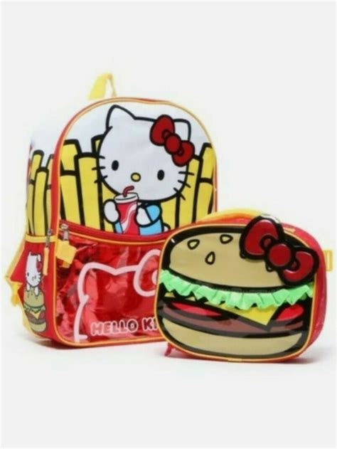 Sanrio Hello Kitty Burger Fries Backpack And Lunch Set Hello Kitty