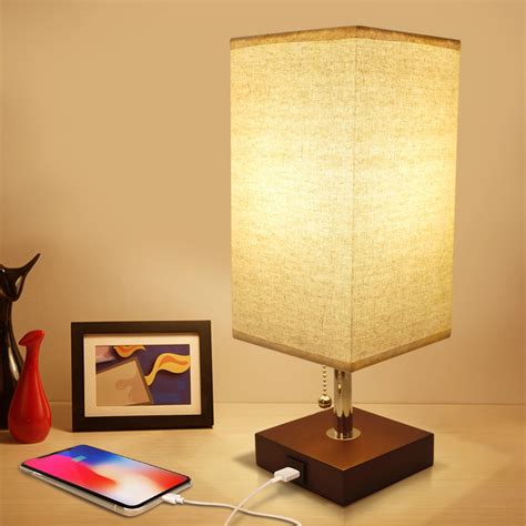 5% coupon applied at checkout save 5% with coupon. USB Bedside Table Lamp, Seealle Solid Wood Nightstand Lamp ...