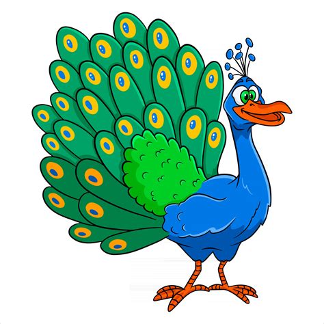 Animal Character Funny Peacock In Cartoon Style 2937037 Vector Art At