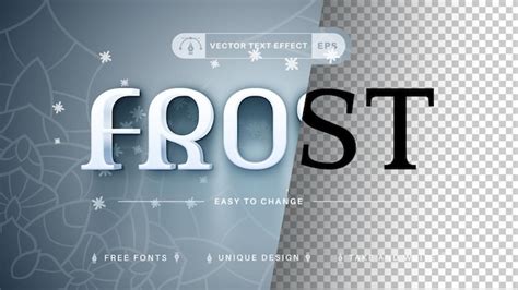 Premium Vector White Frost Editable Text Effect Font Style