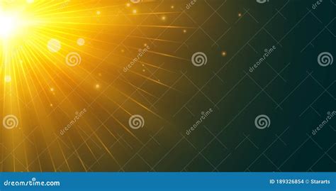Glowing Sun Rays Background From Top Left Corner Stock Vector