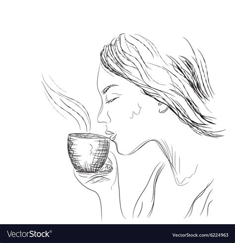 Girl Drinking Coffee Royalty Free Vector Image