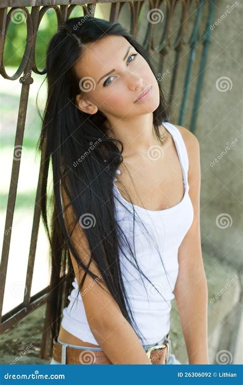 Tanned Brunette Beauty Stock Photo Image Of Fashionable 26306092