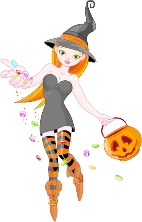 Trick Or Treating Witch Halloween Flying Picture Vector Halloween