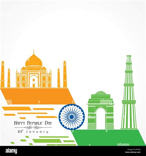 Happy Republic Day Of India Illustration Vector Poster Design Stock