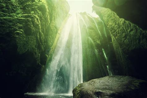 Gljufrabui Waterfalls Inside A Cave Stock Photo Image Of Natural