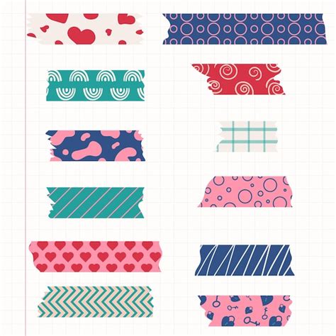 Premium Vector Set Of Colorful Patterned Washi Tape Strips Vector