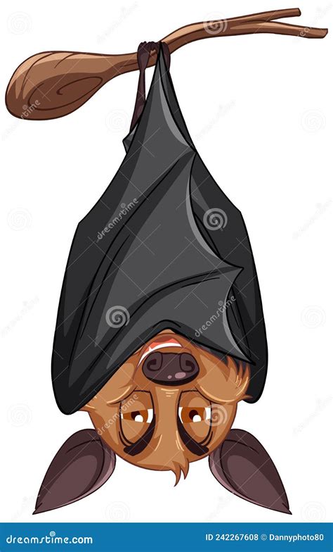 Cartoon Bat Hanging On White Background Stock Vector Illustration Of