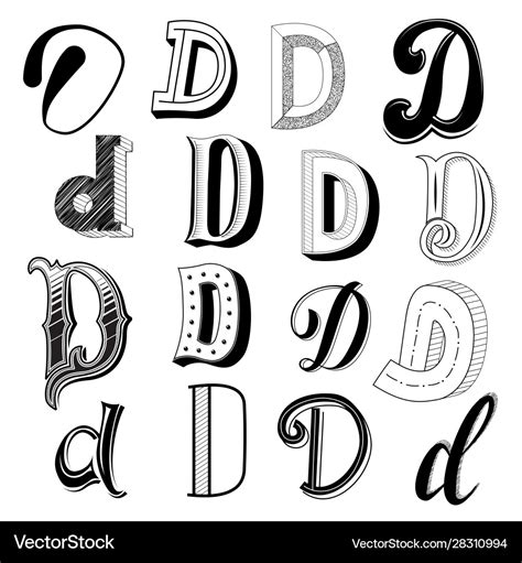 Hand Drawn Set Different Writing Styles For Vector Image