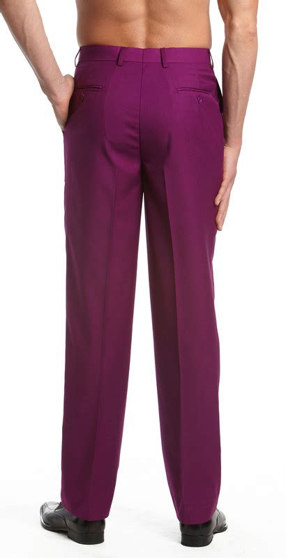Eggplant Purple Mens Trousers Flat Front Design