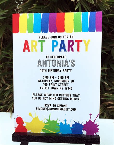 art party printables invitations decorations paint party