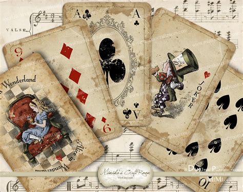 Alice In Wonderland Playing Cards Printable Digital Collage
