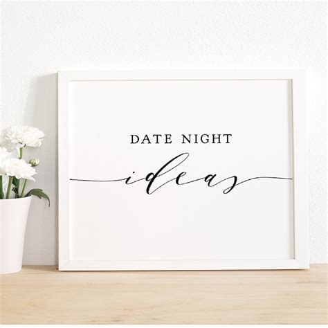 Date Night Ideas Sign And Cards Printable Date Night Ideas Etsy