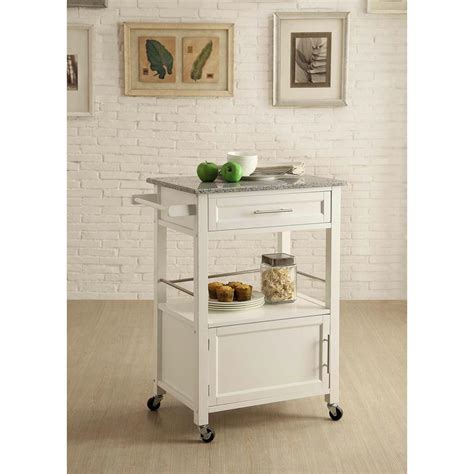 Linon Home Decor Mitchell White Kitchen Cart With Storage 464808wht01u