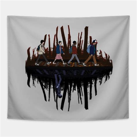 Stranger Abbey Road Upside Down Edition Stranger Things Tapestry