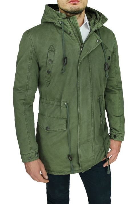 Giaccone Parka uomo casual verde militare giacca Invernale con ...