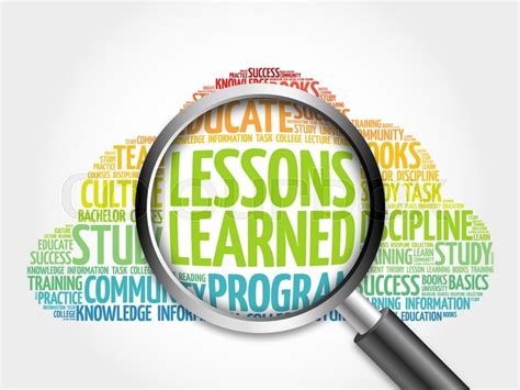 The lessons didn't come easily to the. Lessons Learned word cloud with ... | Stock image | Colourbox