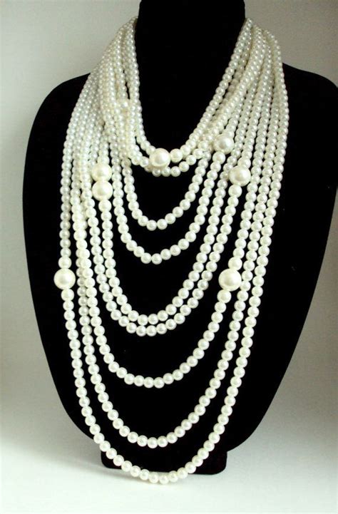 Layered Necklace Set Long Beaded Necklace Statement Etsy Multi Strand Pearl Necklace Long