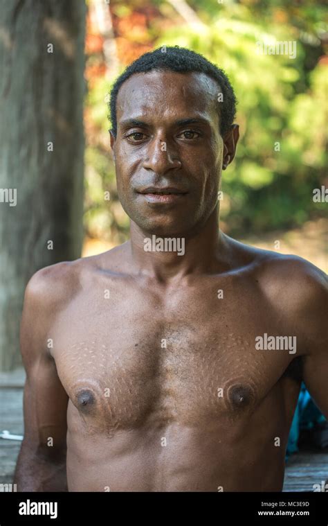 Scars On The Chest And Nipples Of A Chambri Man To Look Like Crocodile Skin Kanganaman Village