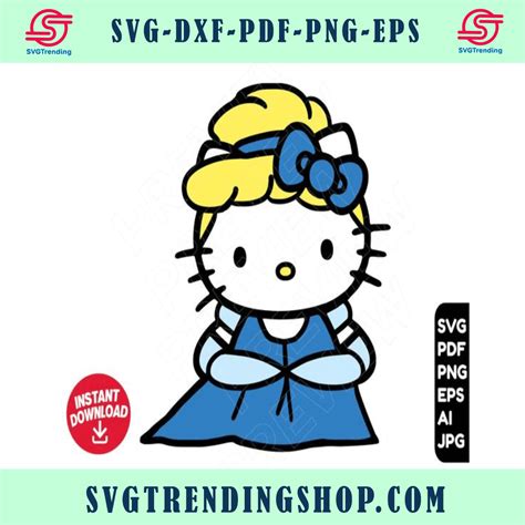 Hello Kitty Svg Cinderella Svg Disney Princess Svg Cut File Layered By Color6843347
