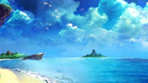 Chrono Trigger Beach Drawing Blue Ocean Wallpaper