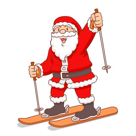 Premium Vector Cartoon Vector Of Santa Claus Skiing