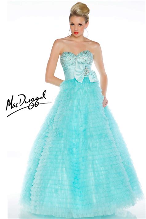 You'll find dresses with sweetheart necklines. Mac Duggal Prom Dress 4759 - Ice blue strapless ball gown | Promgirl.net