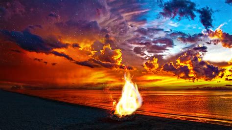 Download Free Hd Beach Bonfire Desktop Wallpaper In 4k 0025