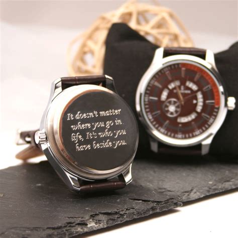 Engraved Wrist Watch With Date Display By Ts Online4 U