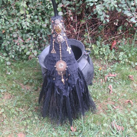 Witchs Broom The Morrigan Raven Totem Wicca And Witchcraft Black