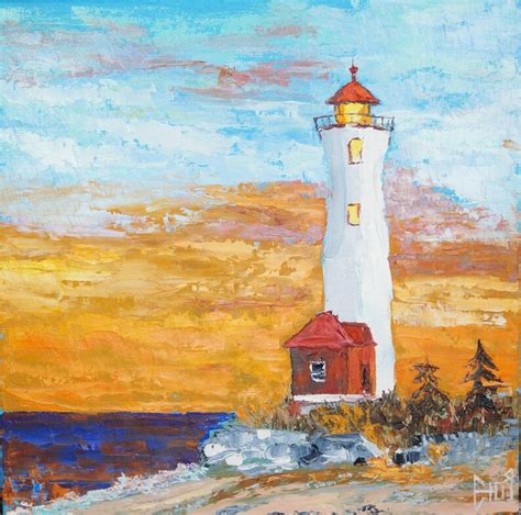 Lighthouse Painting Impasto Seascape Painting Lighthouse Etsy