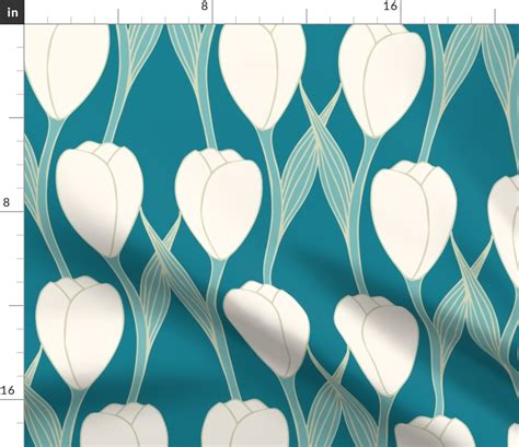 Art Nouveau Tulip Wallpaper Xl Scale In Fabric Spoonflower